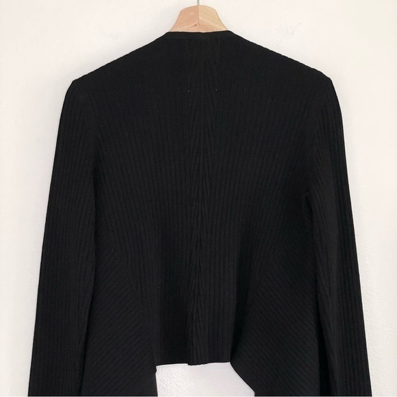 Athleta Solstice Wrap Wool Blend Open Front Cardigan Sweater Black Medium - Picture 9 of 14